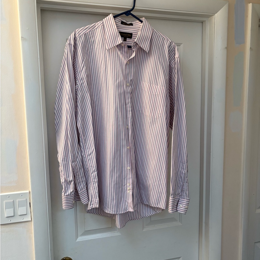 Roberto Villini Men's Striped Button-Down Shirt 100% cotton 16.5x34